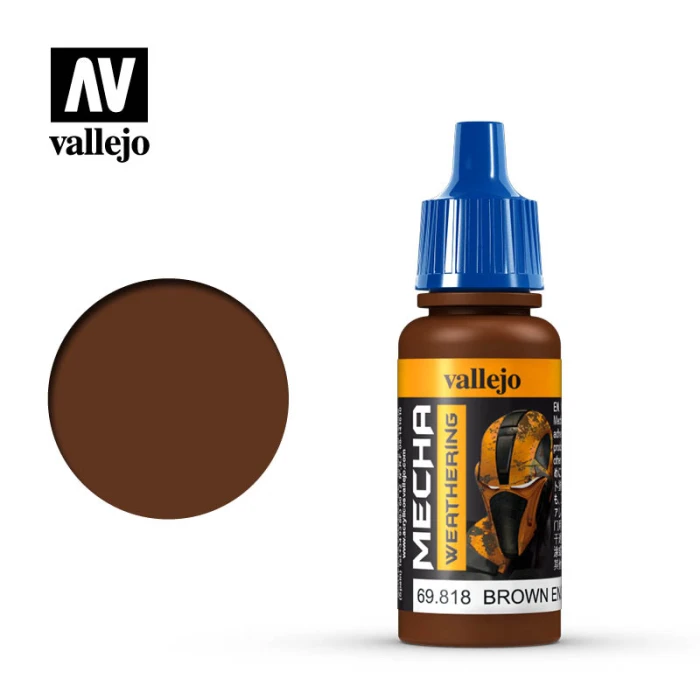 Краска Vallejo серии Mecha Weathering - Brown Engine Soot (Matt) 69818 (17 мл)