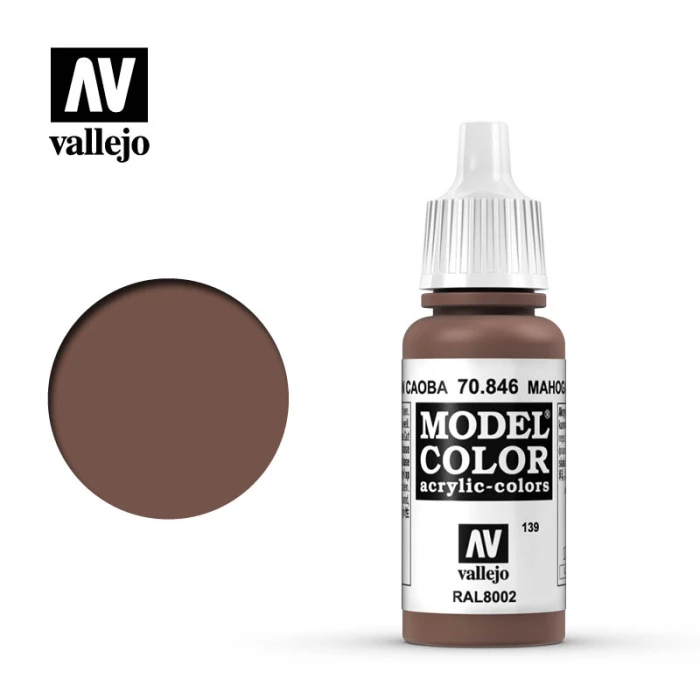 Краска Vallejo серии Model Color - Mahogany Brown 70846, матовая (17 мл)