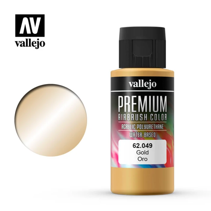 Краска Vallejo серии Premium Color - Gold 62049, металлик (60 мл) Краска Vallejo серии Premium Color - Gold 62049, металлик (60 мл)