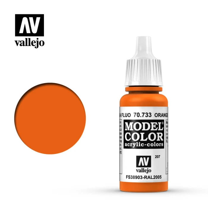 Краска Vallejo серии Model Color - Orange Fluorescent 70733, флуоресцентная (17 мл)
