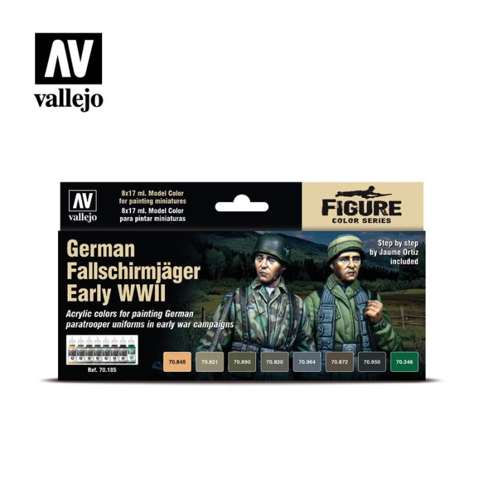 Набор красок Vallejo Figure German Fallschirmjäger Early WWII 70185 (8 красок по 17 мл)