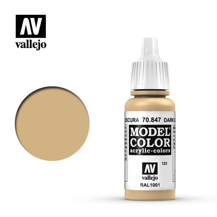 Краска Vallejo серии Model Color - Dark Sand 70847, матовая (17 мл) Краска Vallejo серии Model Color - Dark Sand 70847, матовая (17 мл)