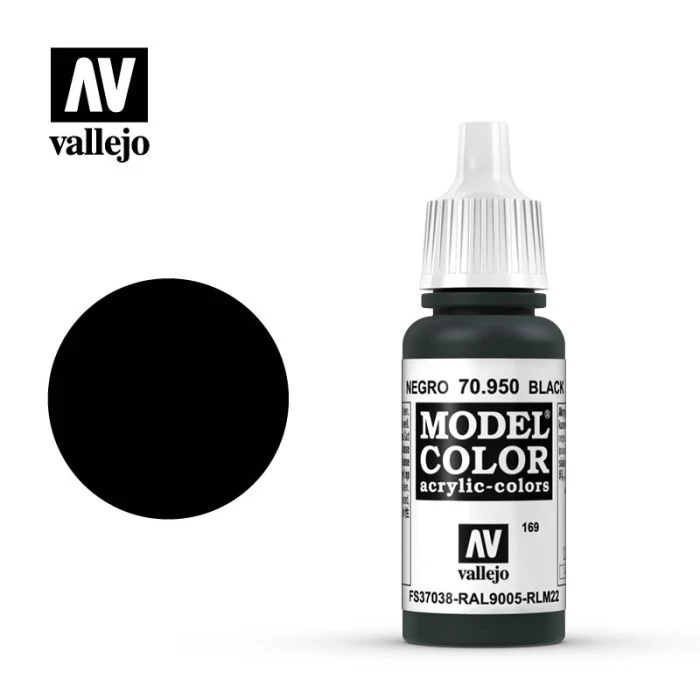 Краска Vallejo серии Model Color - Black 70950, матовая (17 мл) Краска Vallejo серии Model Color - Black 70950, матовая (17 мл)