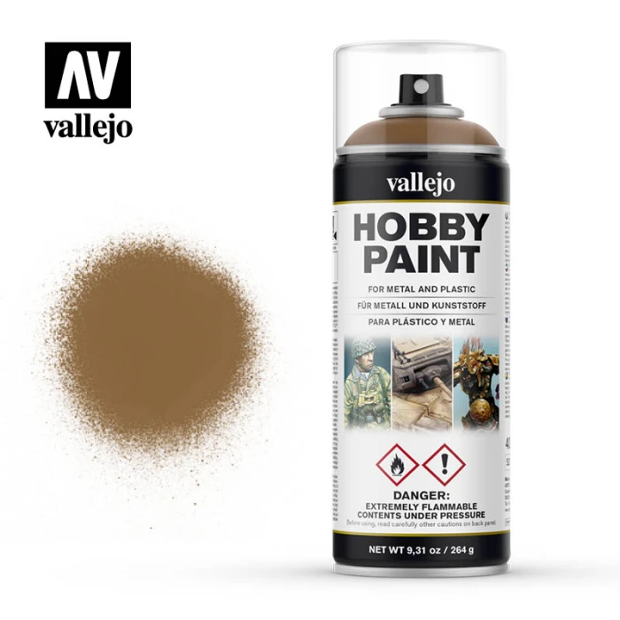 Аэрозольная грунтовка Vallejo серии Aerosol - Leather Brown 28014 (400 мл)