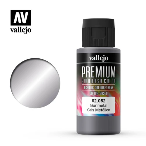 Краска Vallejo серии Premium Color - Gunmetal 62052, металлик (60 мл) Краска Vallejo серии Premium Color - Gunmetal 62052, металлик (60 мл)