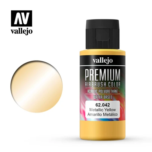 Краска Vallejo серии Premium Color - Metallic Yellow 62042, металлик (60 мл) Краска Vallejo серии Premium Color - Metallic Yellow 62042, металлик (60 мл)