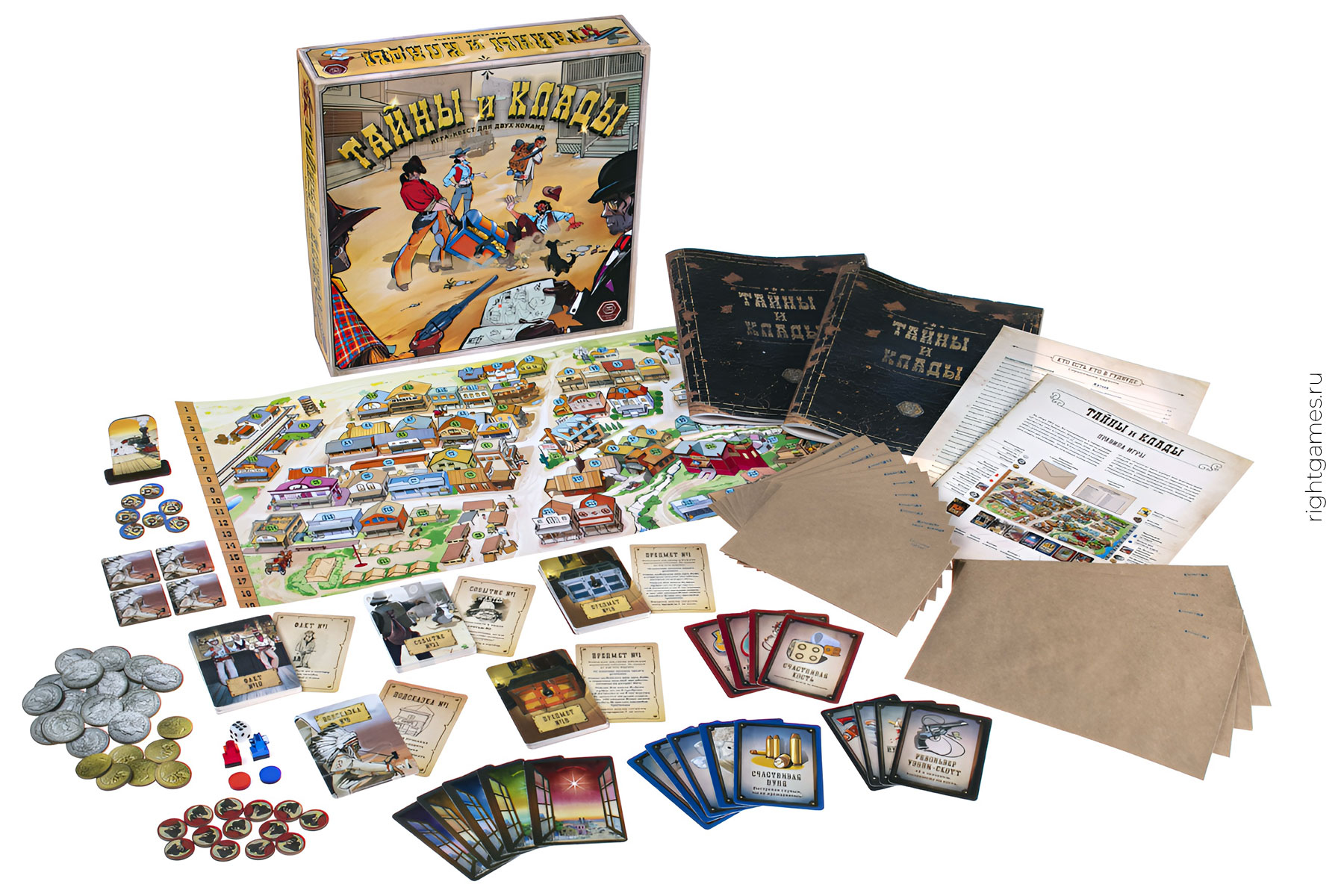 Компоненты настольной игры «Тайны и клады»
